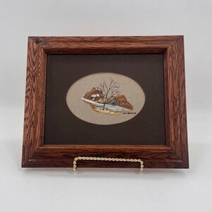 Signed John Downing Miniature Landscape Painting Barn Scene Framed 11x13